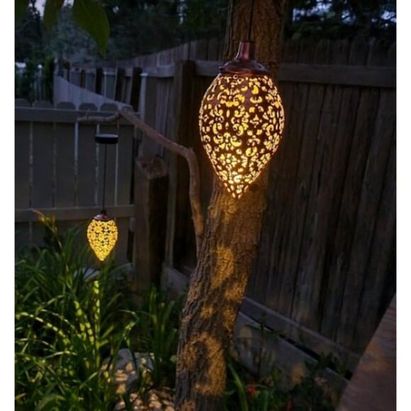 Hanging Solar Lights, Solar Lantern LED Moroccan Garden Lights - Picture 2 of 2